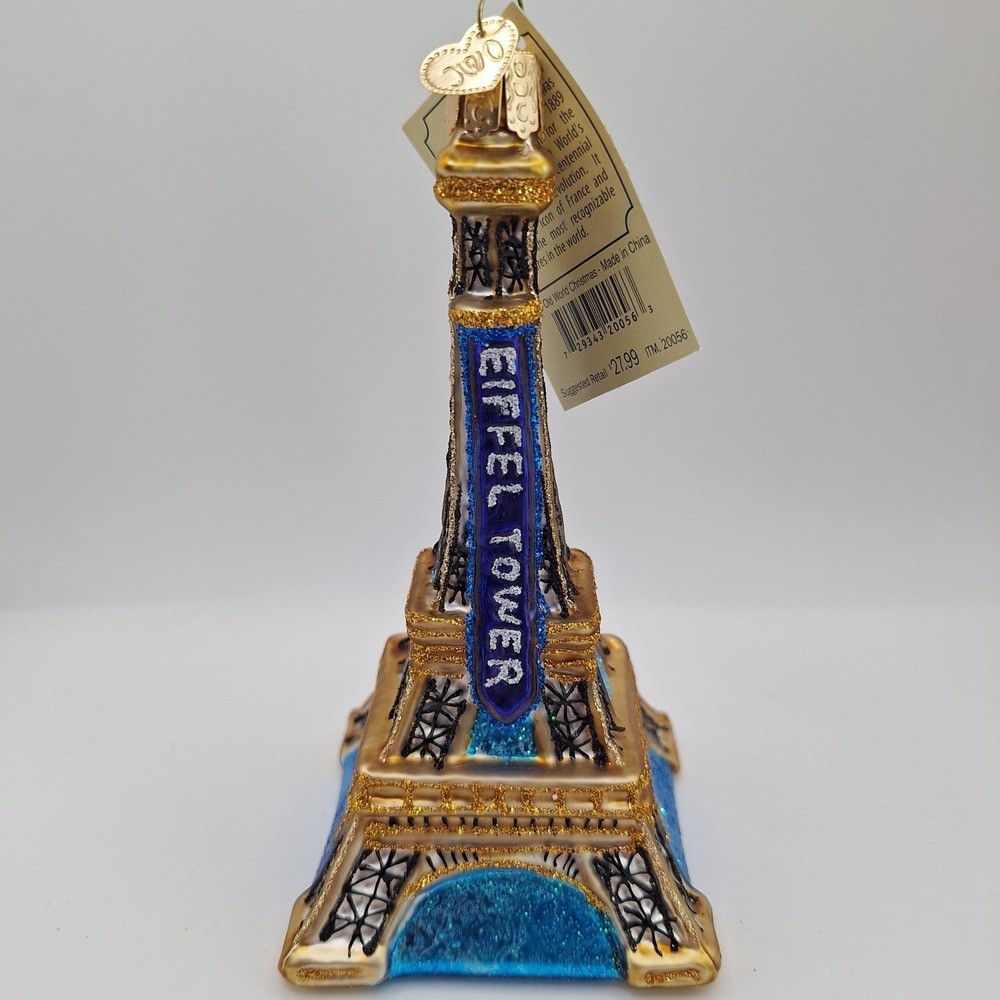 Eiffel Tower Ornament Old World Christmas Blown Glass Paris France Metallic Gold
